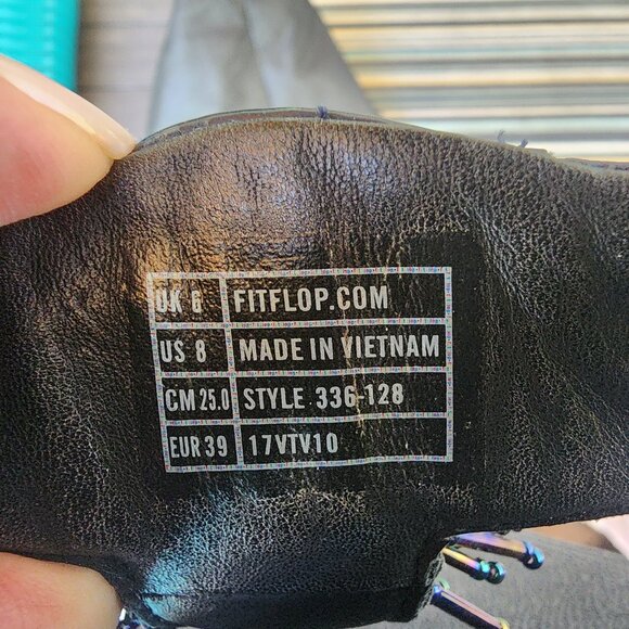 Fitflop NAVY Cha Cha Wedge Sandals, Size 8 - Picture 2 of 3